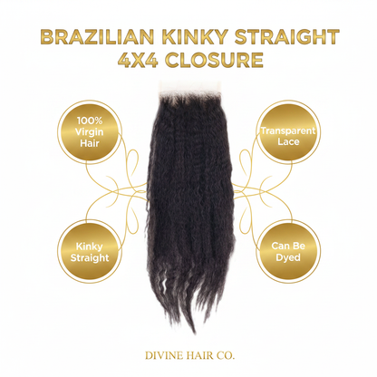 Brazilian Kinky Straight 4x4 Closure - Infographic