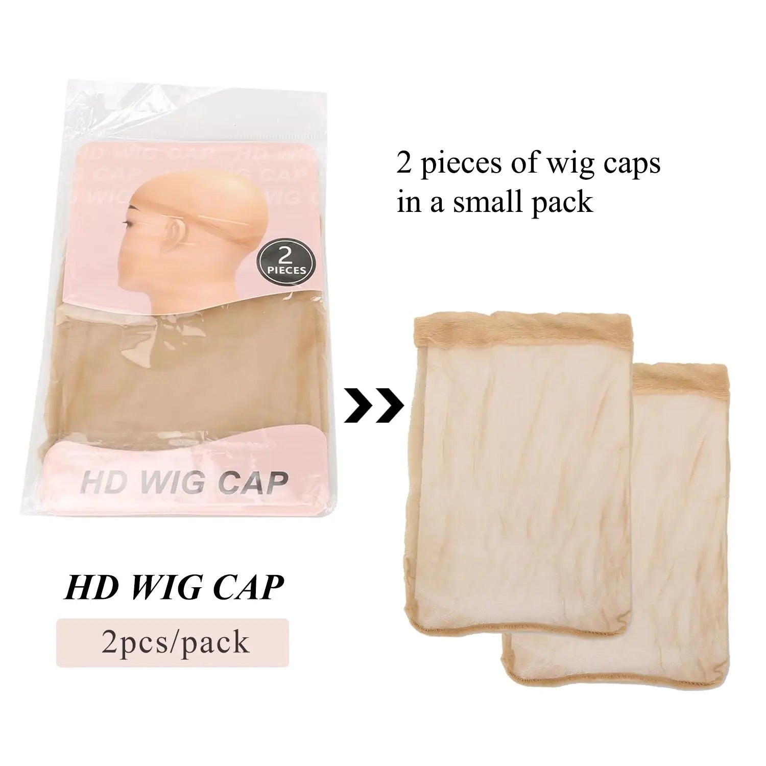 Bling Hair 1pack with 2pcs HD Wig Caps High Quality Transparent HD Hair Nets Weave Nylon Stretchy Lace Front Wig Cap for