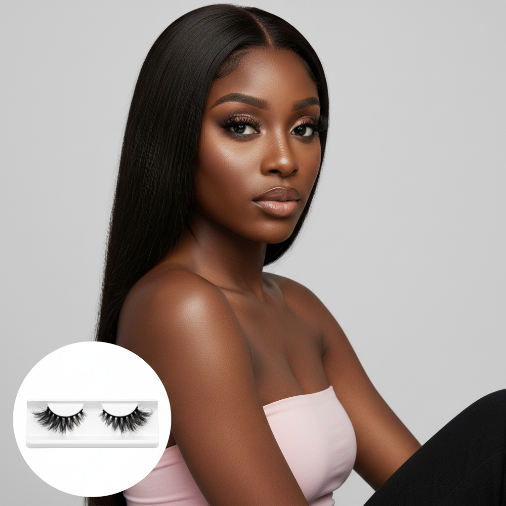 October 3D Mink Lashes 25mm - Model