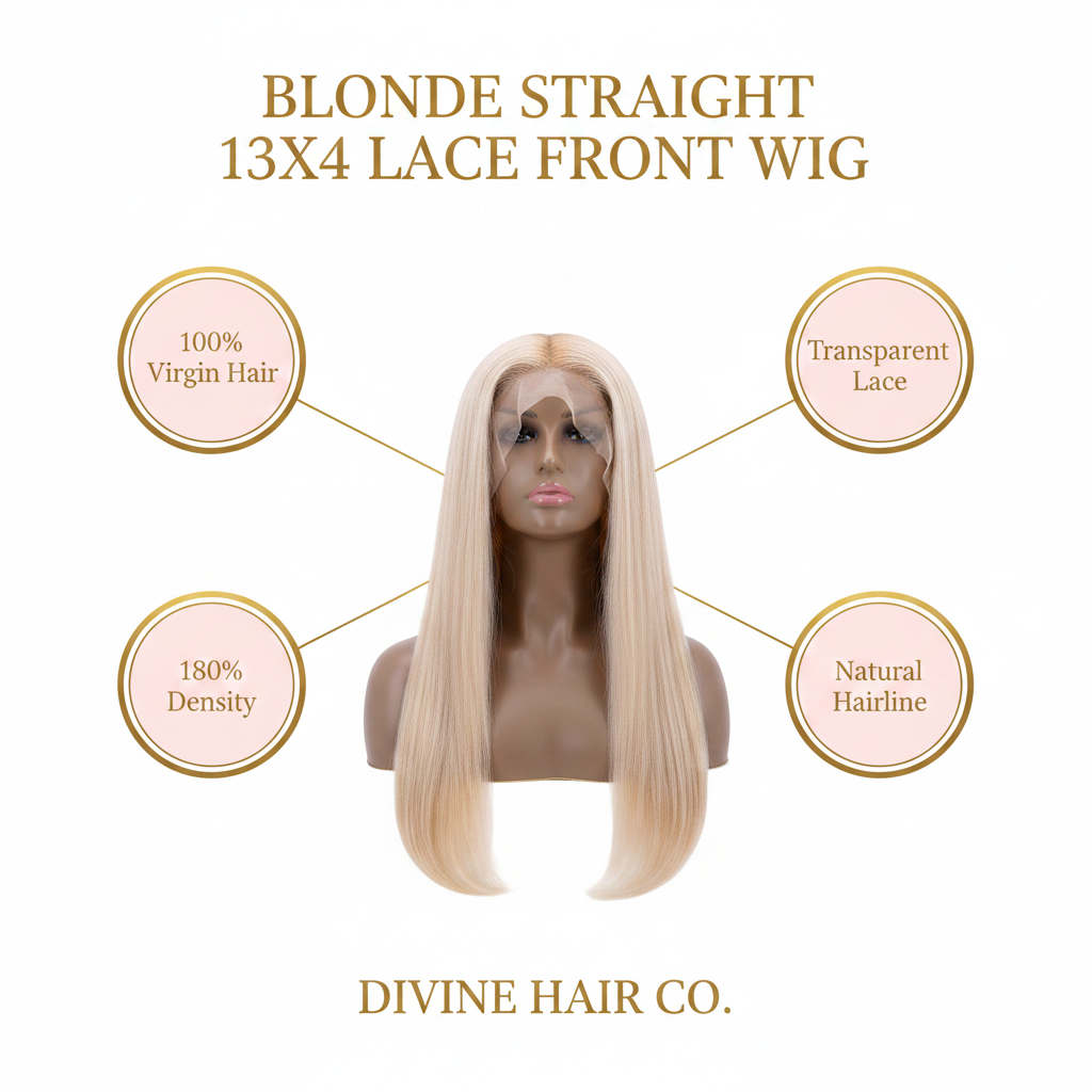 Blonde Straight 13x4 Transparent Lace Front Wig - Infographic