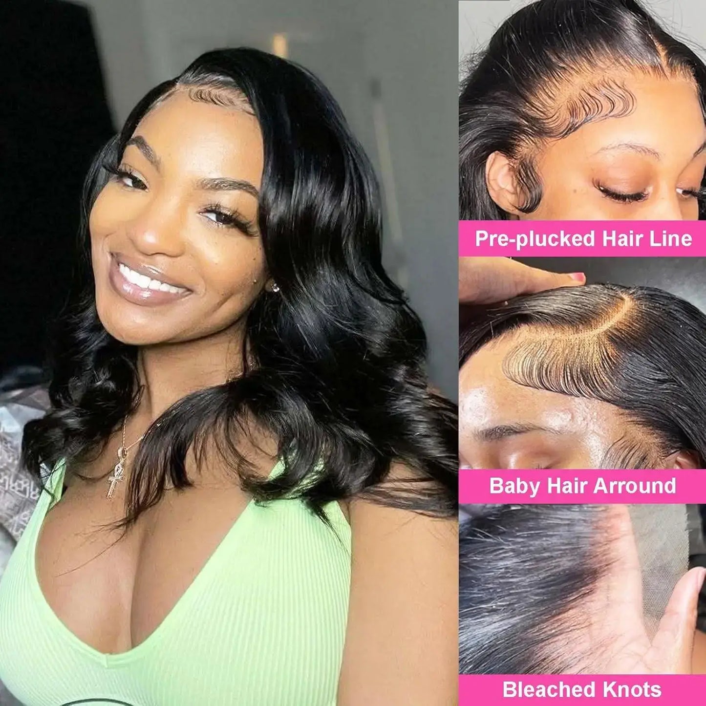 Bling Hair Short Body Body Wave Wig Transparent HD Lace 13x4 13x6 Frontal Wig 180% Density Brazilian Human Hair Wigs Bod