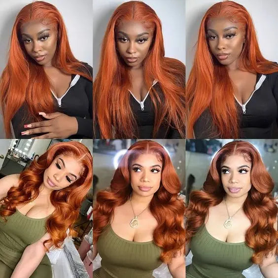 Reddish Brown Body Wave Lace Frontal Wig - 180% Density