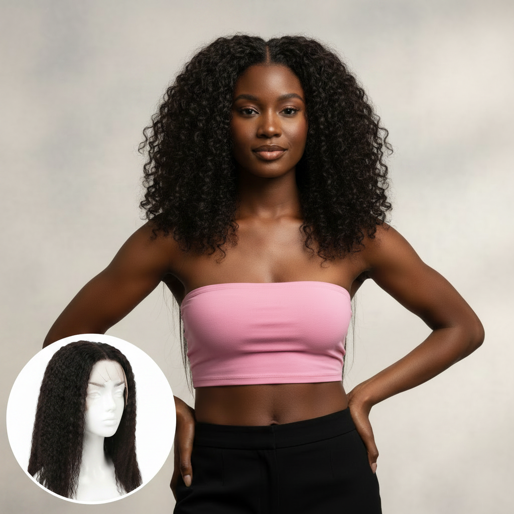 Brazilian Kinky Straight Lace Frontal - Model