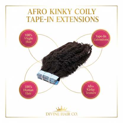 Afro Kinky Coily Tape-In Extensions - Infographic