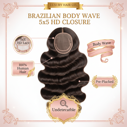 Brazilian Body Wave 5x5 HD Closure - Infographic