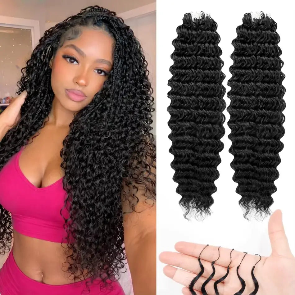 Bling Hair Deep Wave Miracle Knots Invisible Knotless Crochet Hair Extensions Deep Wave Crochet Hair 14“~22" Feather Cro