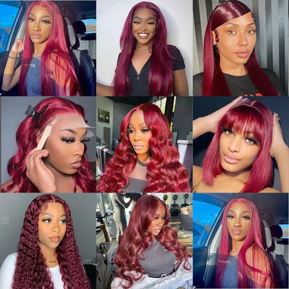 Bling Hair 99J Burgundy Lace Front Human Hair Wig