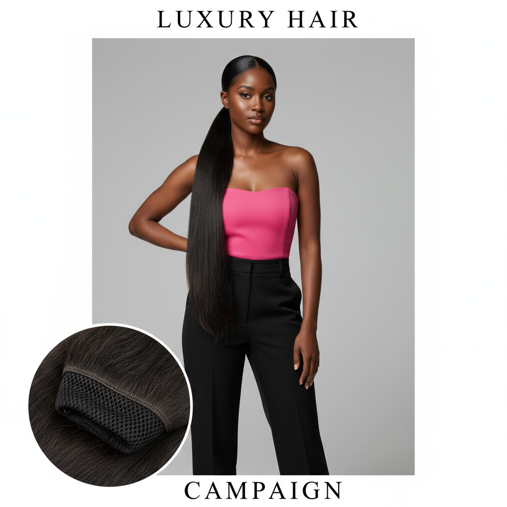 Natural Black Ponytail - Model