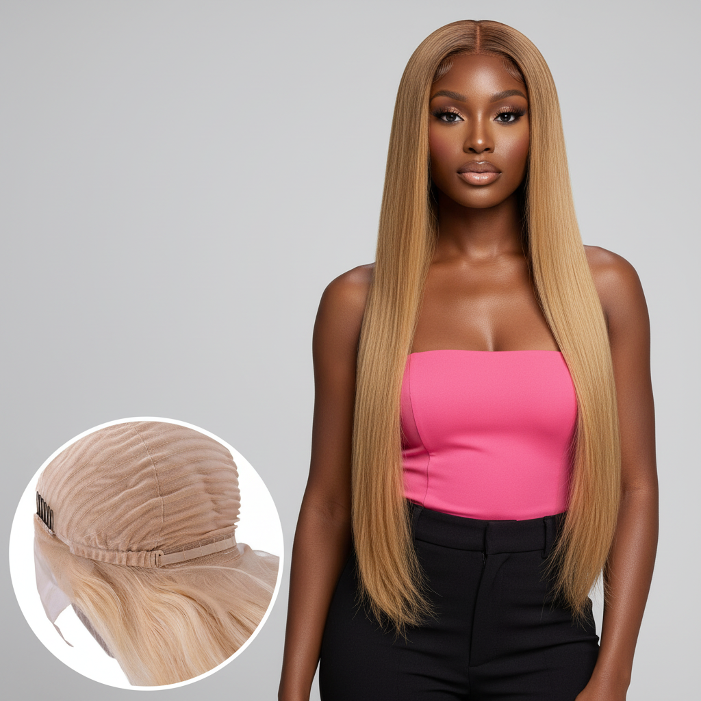 Blonde Straight 13x4 Transparent Lace Front Wig - Model