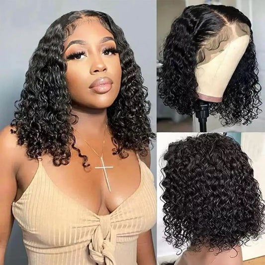 [Not Bob Wig]180Density 12~24“Short Deep Wave Wig Brazilian Remy 13x4 13x6 HD Lace Front Human Hair Wigs For Women 4x4 D