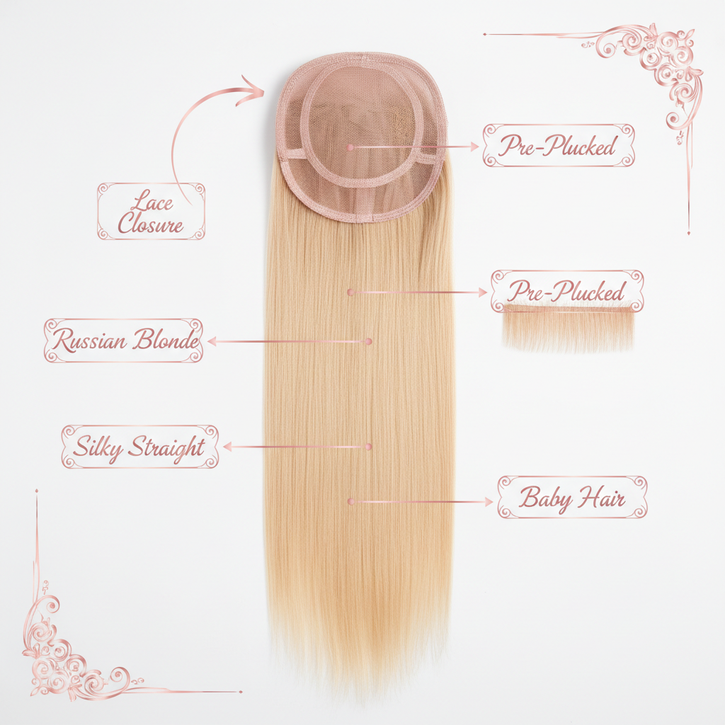 Russian Blonde Brazilian Straight Closure - Info