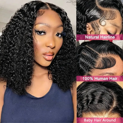 Bling Hair Kinky Curly 4x4 Transparent Lace Closure Human Hair Wigs Brazilian 13x4 13x6 Jerry Curly Lace Frontal Wigs Hu