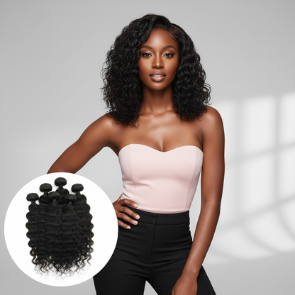 Indian Wavy Hair Bundle Deal - Model