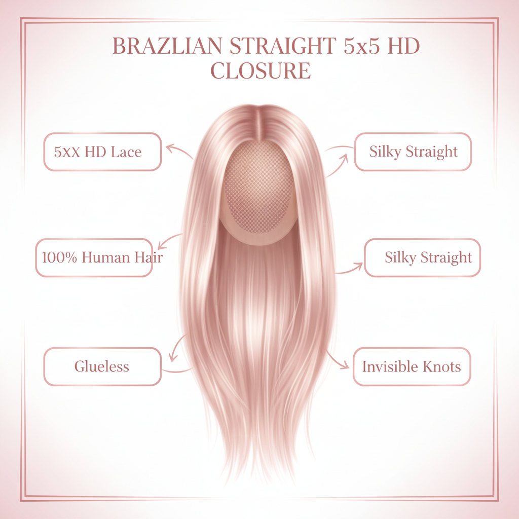 Brazilian Straight 5x5 HD Closure - Info