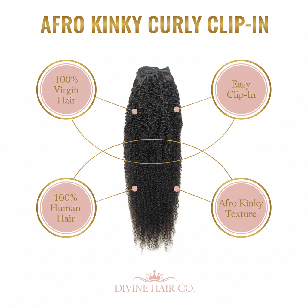 Afro Kinky Curly Clip-In - Infographic