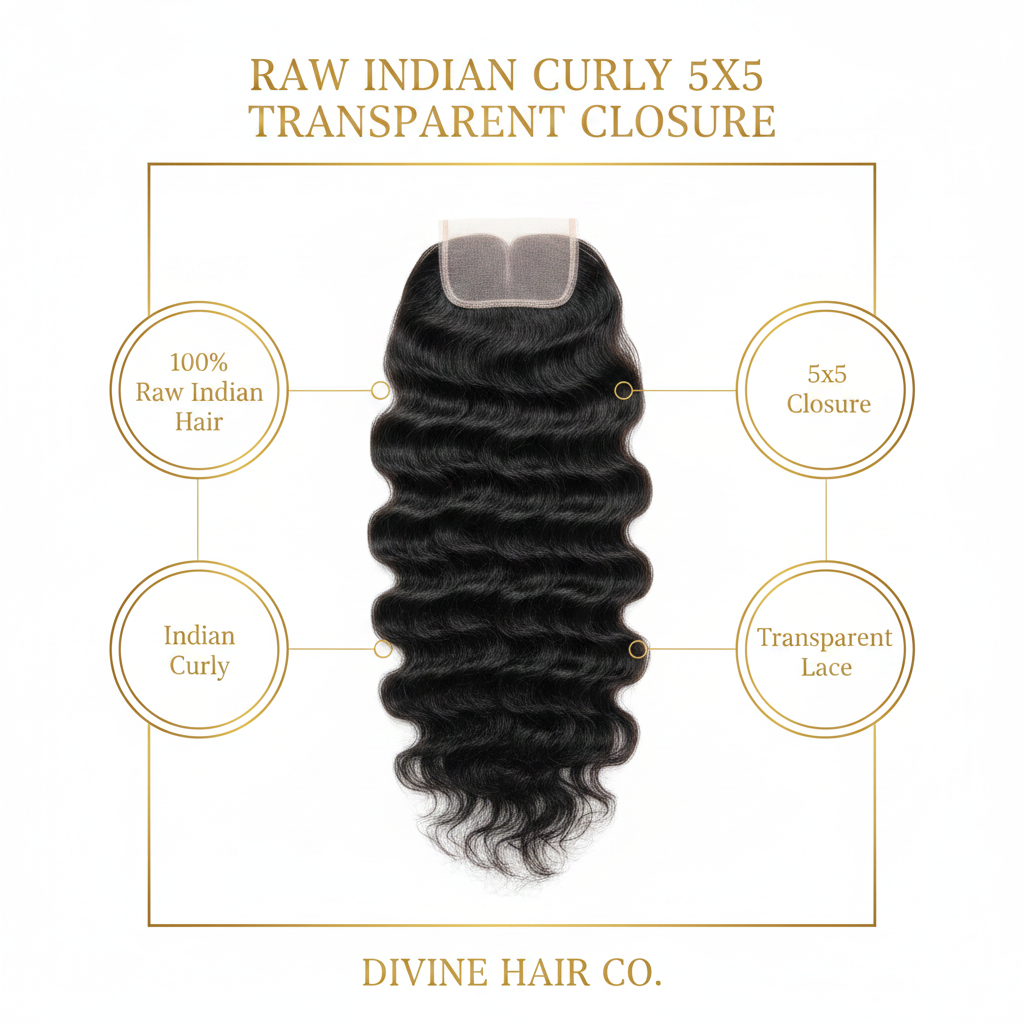 Raw Indian Curly 5x5 Transparent Closure - Infographic