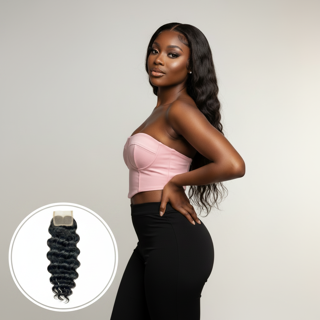 Brazilian Deep Wave 2x6 Transparent Closure - Model