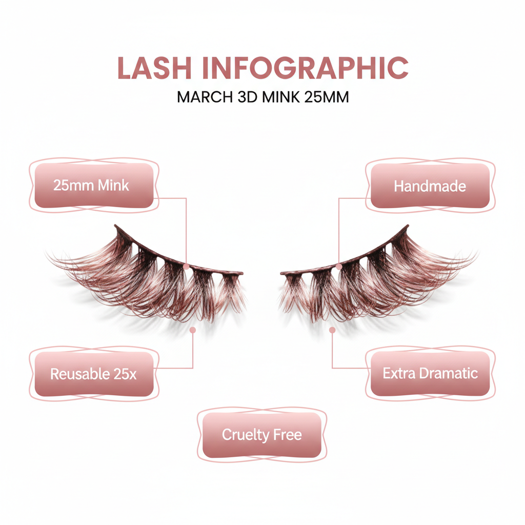 March 3D Mink Lashes 25mm - Info