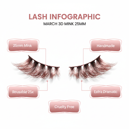 March 3D Mink Lashes 25mm - Info