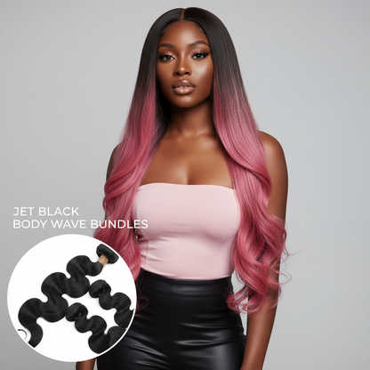 Jet Black Body Wave Bundles - Model