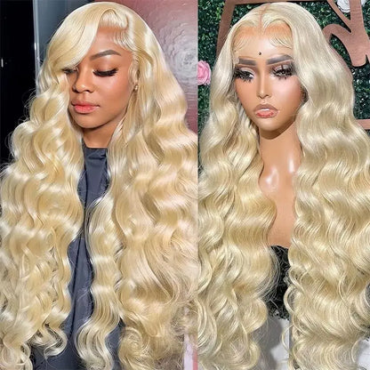 Bling Hair Glueless Transparent 13x6 613 Body Wave Wig With Drawstring Brazilian Honey Blonde Lace Frontal Human Hair Wi