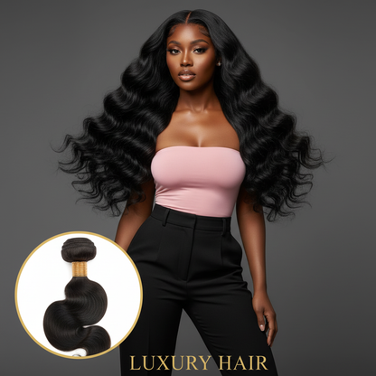 Jet Black Body Wave Bundles - Model