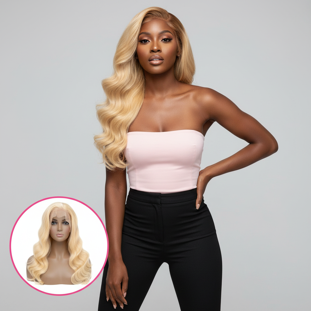 Blonde Body Wave 13x4 Transparent Lace Front Wig - Model