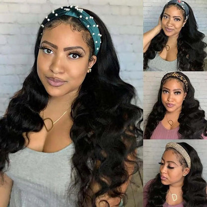 Bling Hair 180Density Body Wave Headband Human Hair Wig Machine Made Human Hair Wig Easy To Wear Body Wave Remy Human Ha