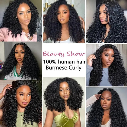 [NEW IN] Burmese Curly Knotless Pre-Separated Crochet Hair Extensions Pre Looped 100% Human Hair Natural Color For Black
