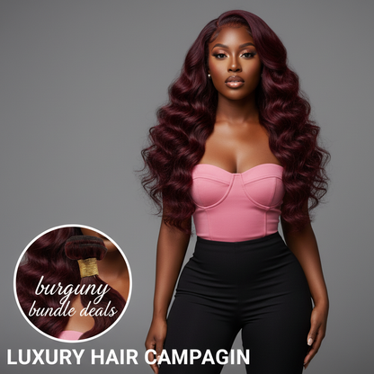 Burgundy Body Wave Bundle Deals - Model