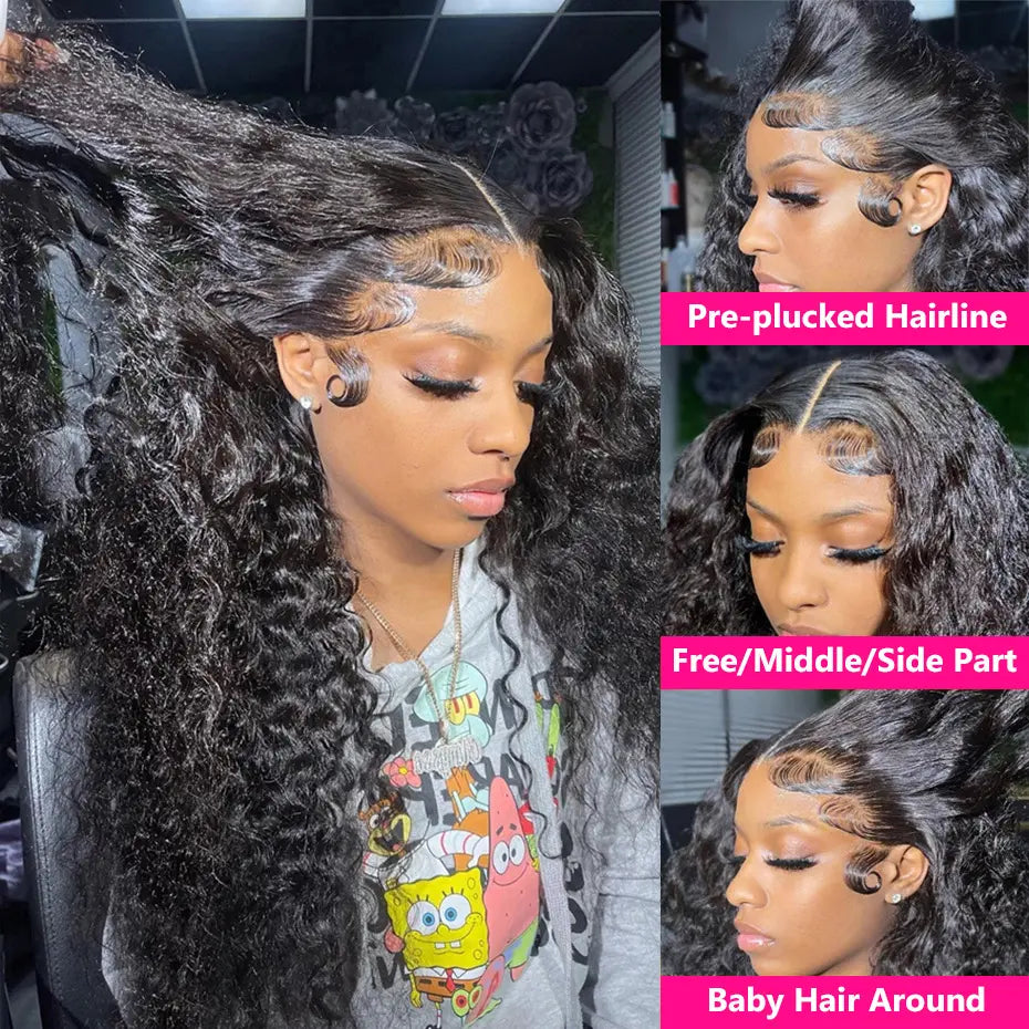 Bling Hair Glueless 13x6 Deep Wave Frontal Wig For Women Pre Plucked Pre-cut Ready To Wear 13x4 Deep Wave Lace Frontal W