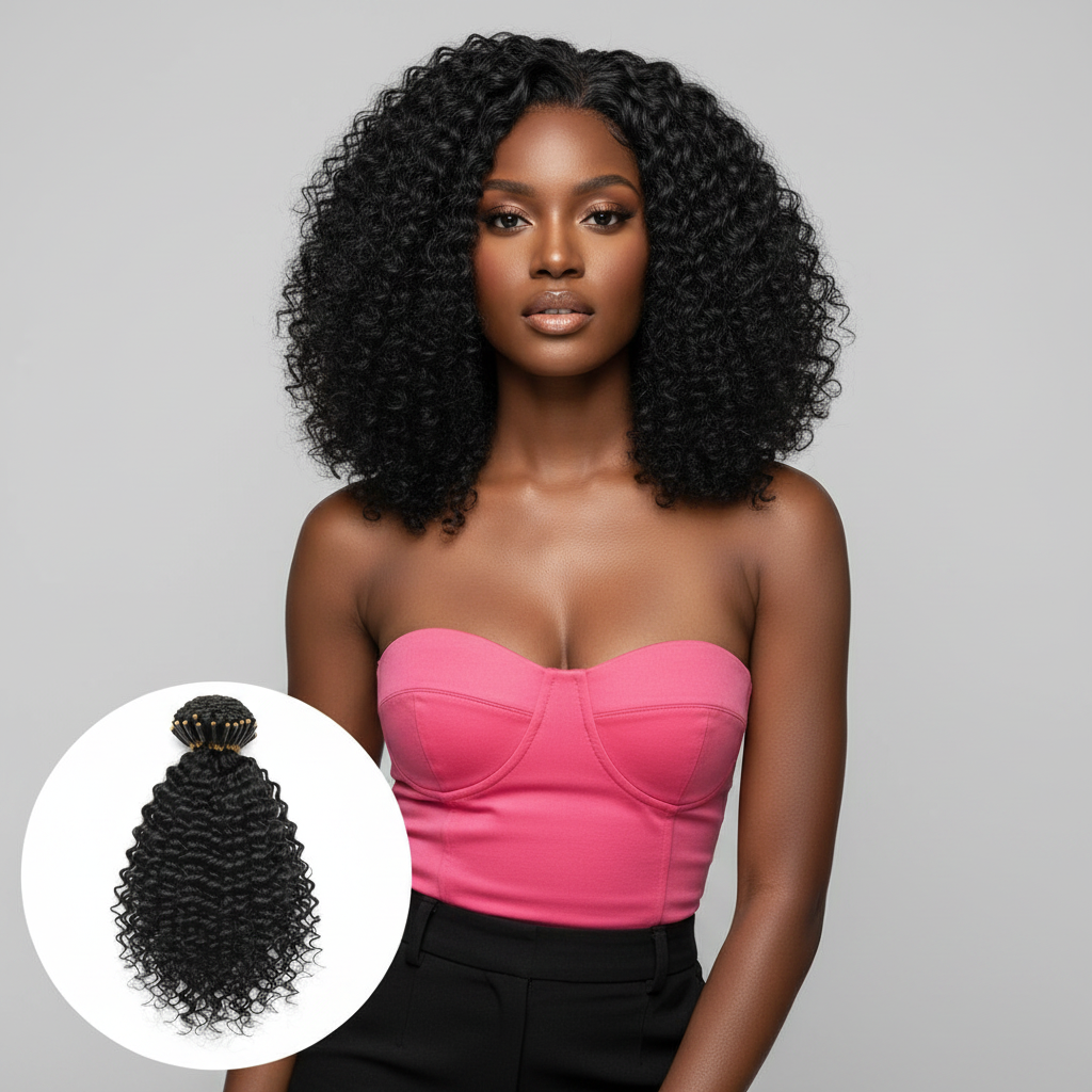 Indian Curly Natural Black I-Tip - Model
