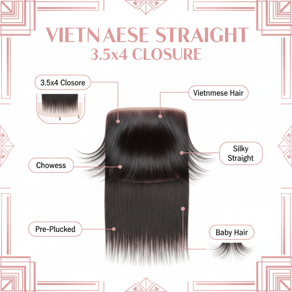Vietnamese Straight 3.5x4 Closure - Info