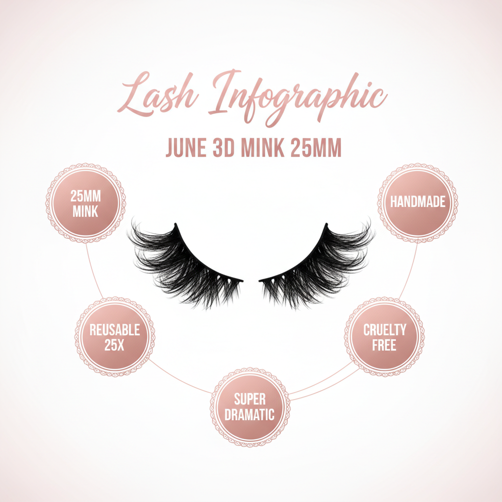 June 3D Mink Lashes 25mm - Info