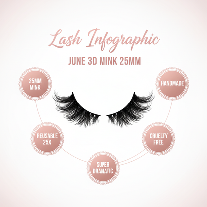 June 3D Mink Lashes 25mm - Info