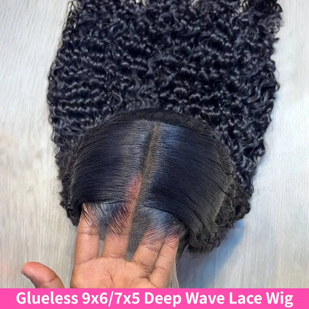 Bling Hair 180Density Glueless Human Hair Wig 5x5 Deep Wave Lace Closure Human Hair Wig Pre-cut Pre-plucked 7x5 Deep Wav