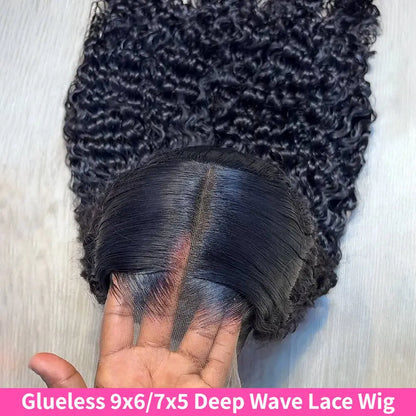 Bling Hair 180Density Glueless Human Hair Wig 5x5 Deep Wave Lace Closure Human Hair Wig Pre-cut Pre-plucked 7x5 Deep Wav