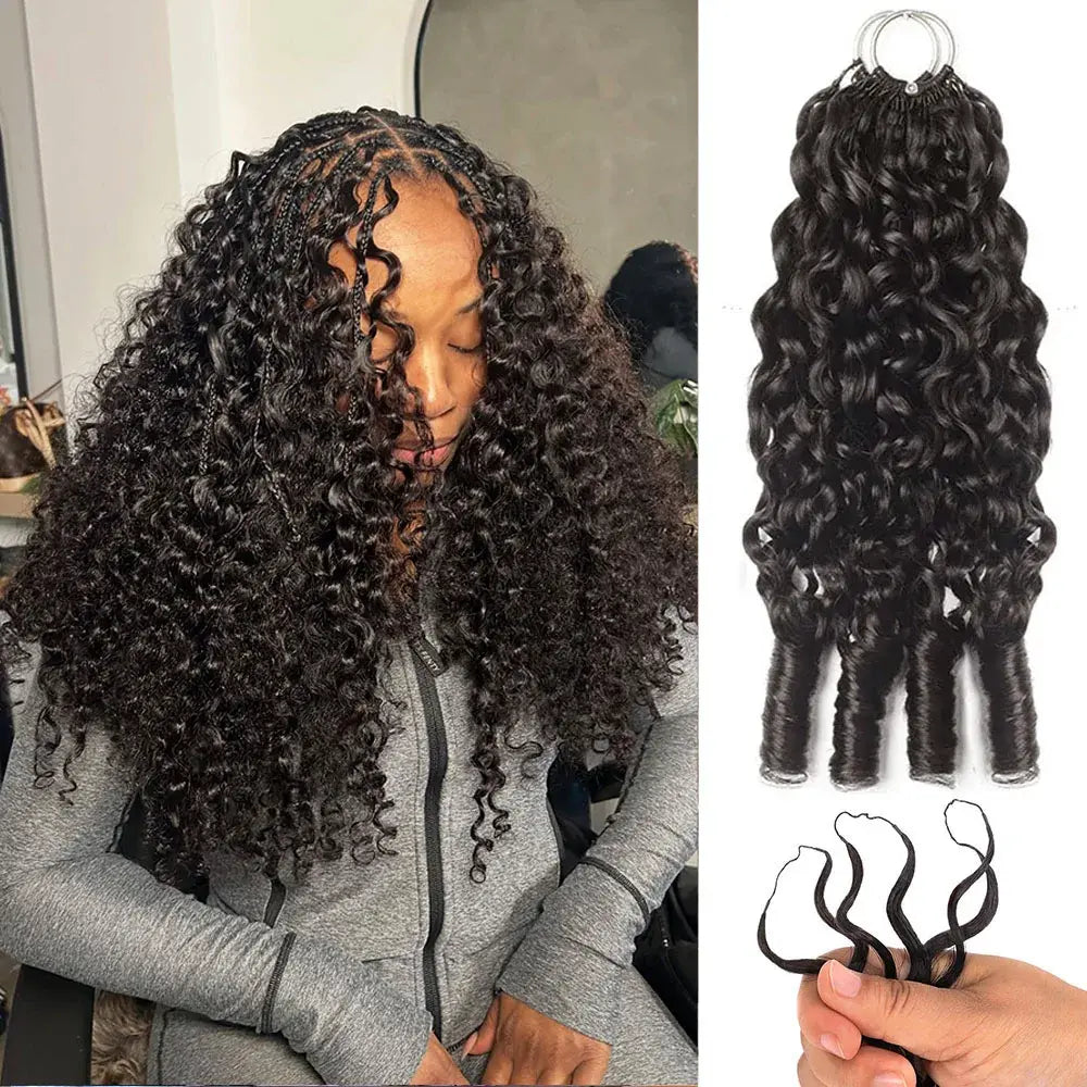Bling Hair 12A Burmese Curly Boho Braids 100% Human Hair Extensions Miracle Knots Crochet Human Hair Feathered Human Cro