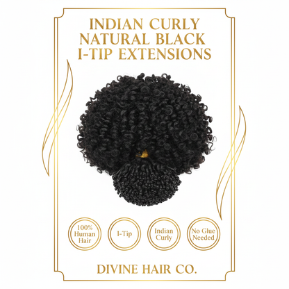 Indian Curly Natural Black I-Tip - Infographic