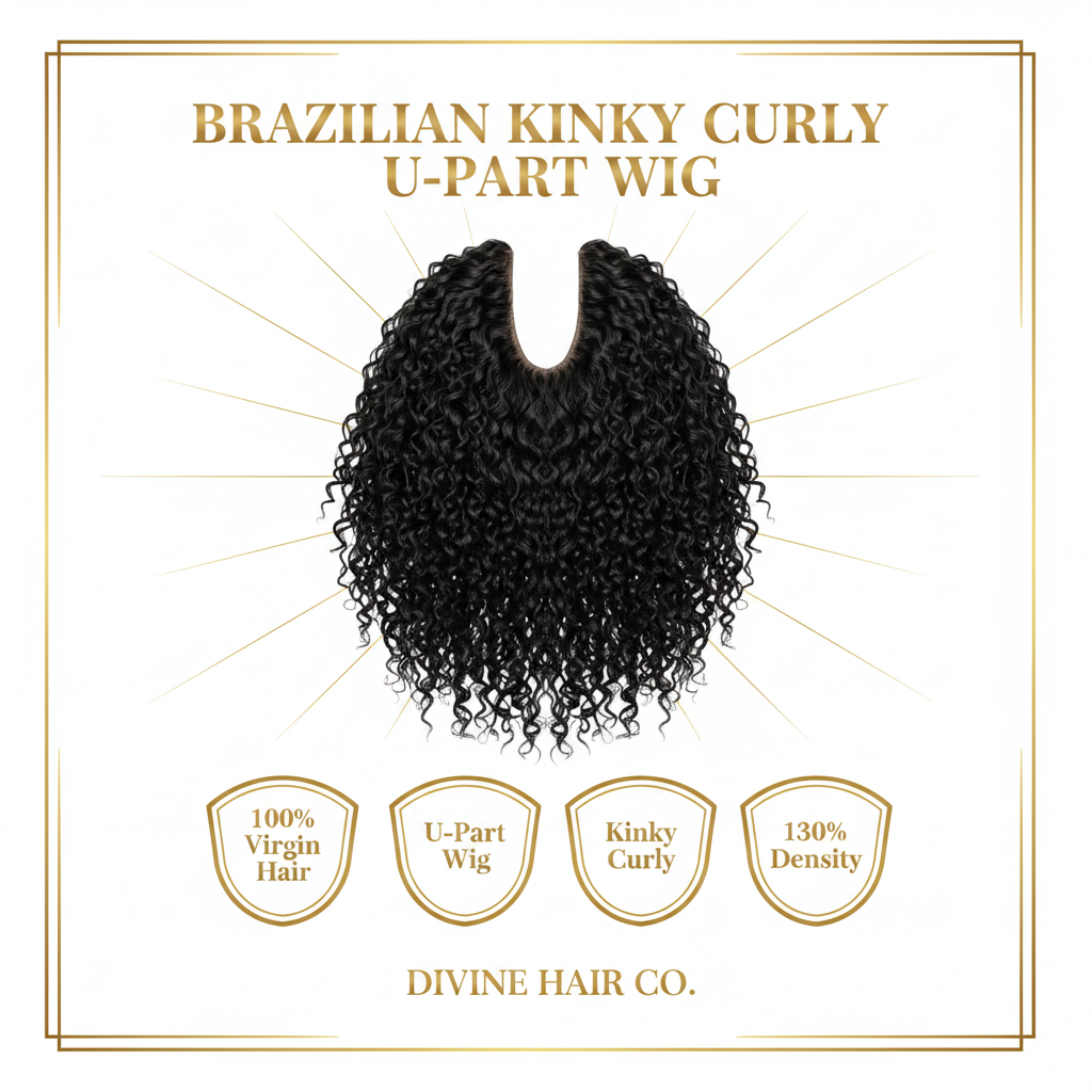 Brazilian Kinky Curly U-Part Wig - Infographic