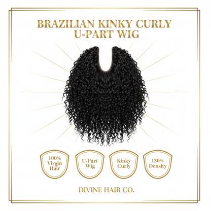 Brazilian Kinky Curly U-Part Wig - Infographic