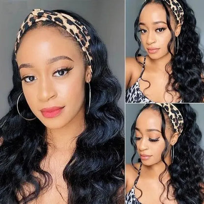 Bling Hair 180Density Body Wave Headband Human Hair Wig Machine Made Human Hair Wig Easy To Wear Body Wave Remy Human Ha