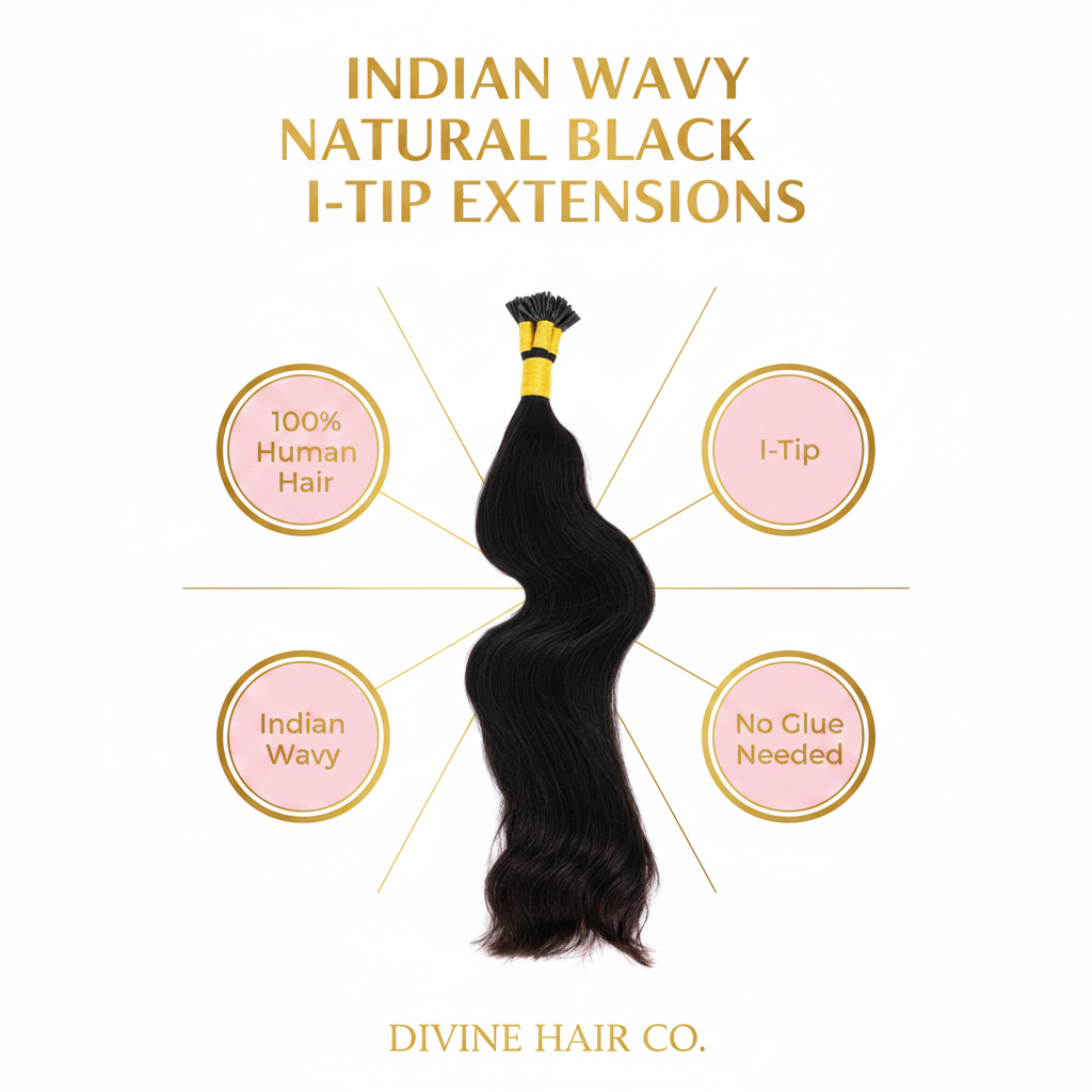 Indian Wavy Natural Black I-Tip - Infographic