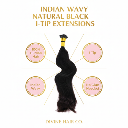 Indian Wavy Natural Black I-Tip - Infographic