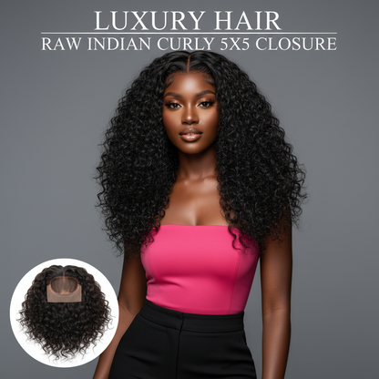 Raw Indian Curly 5x5 Transparent Closure - Model