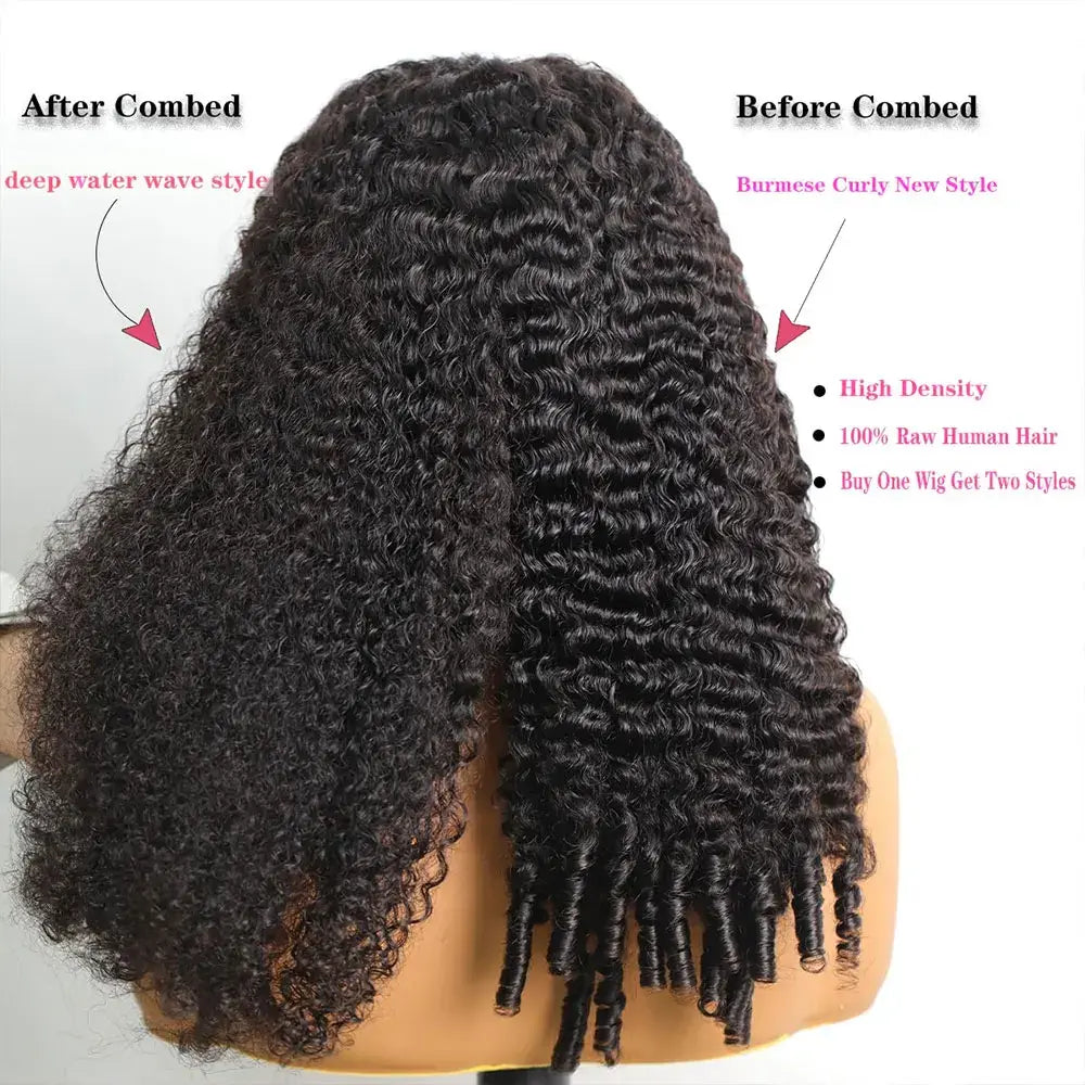 Bling Hair Vietnamese Burmese Curly Half Glueless Wigs Clip Ins Flip Over 3 IN 1 Burmese Curly Half Wig With Drawstring 