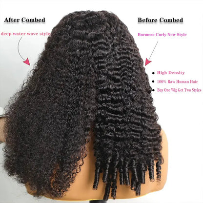 Bling Hair Vietnamese Burmese Curly Half Glueless Wigs Clip Ins Flip Over 3 IN 1 Burmese Curly Half Wig With Drawstring 