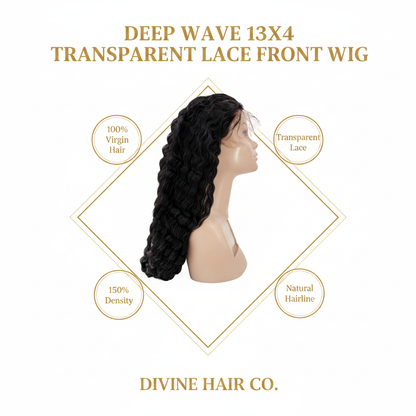 Deep Wave 13x4 Transparent Lace Front Wig - Infographic
