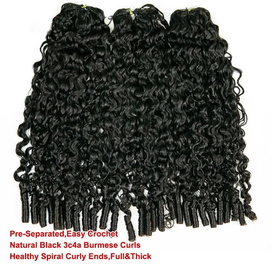Bling Hair 12A Feather Crochet Human Hair For Black Women Burmese Curly Crochet Human Hair Knotless Pre‑Separated Feathe