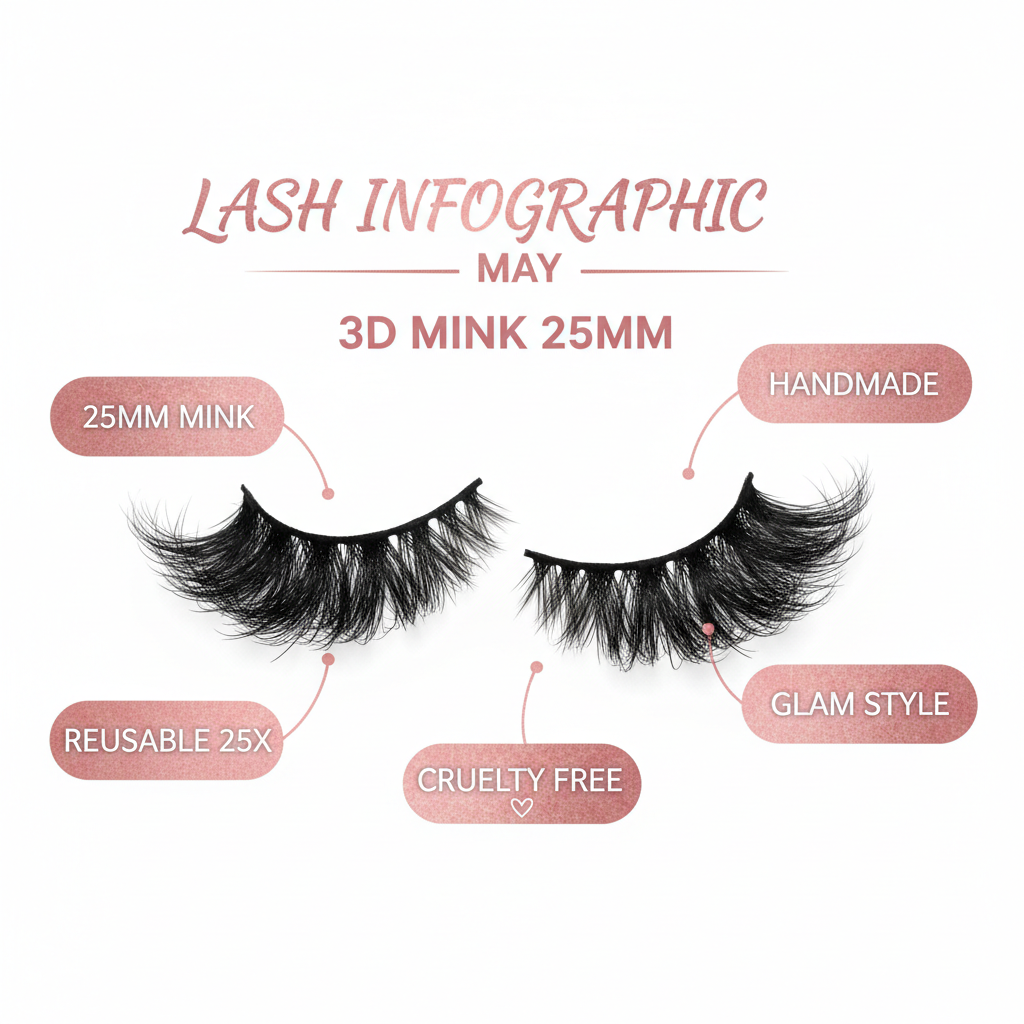 May 3D Mink Lashes 25mm - Info